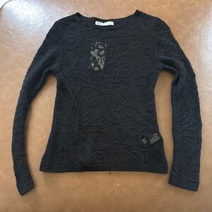 Zara Black Embellished Fitted Blouse
